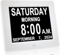 8” Digital Day Clock for Seniors – Large Display Alarm Calendar Clock