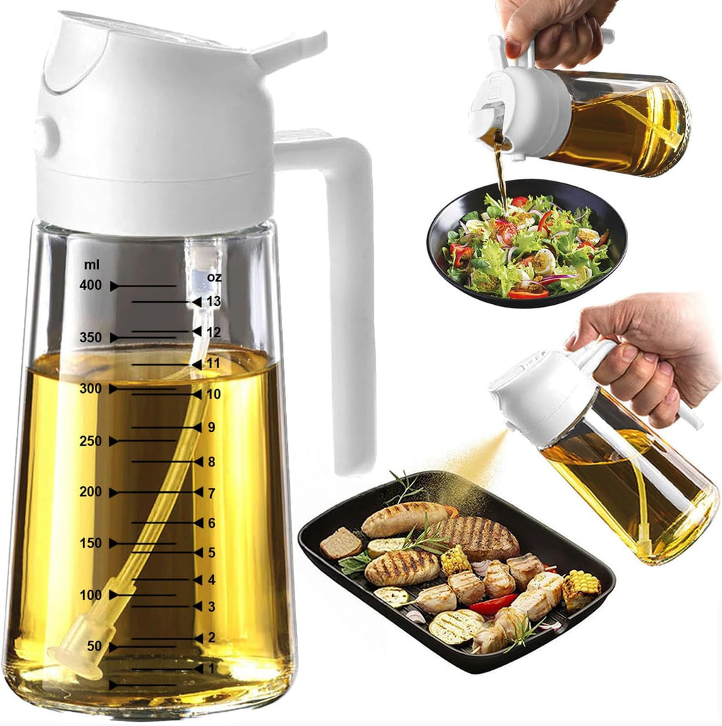 TrendPlain 2-in-1 Glass Olive Oil Sprayer & Dispenser – 470ml BPA