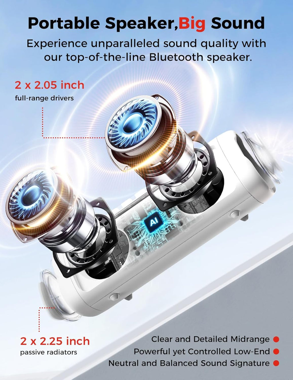 BolaButty Portable Bluetooth Speaker – HD Sound, 20H Playtime, IPX5 Waterproof, RGB Lights (BT 5.3)