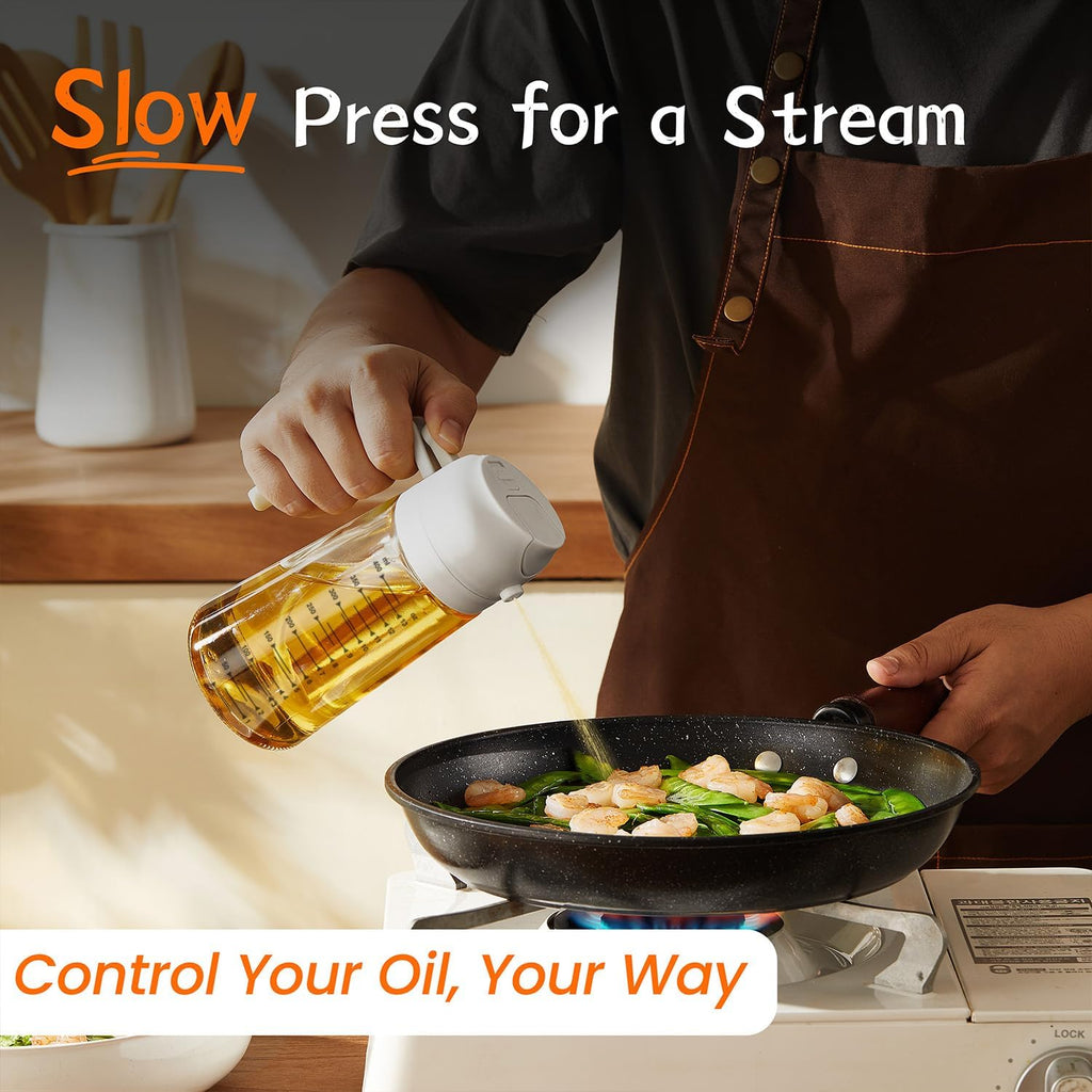 TrendPlain 2-in-1 Glass Olive Oil Sprayer & Dispenser – 470ml BPA