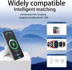 3-in-1 Foldable Magnetic Wireless Charger – Fast Charging Station for iPhone, Apple Watch & AirPods (Tea White)