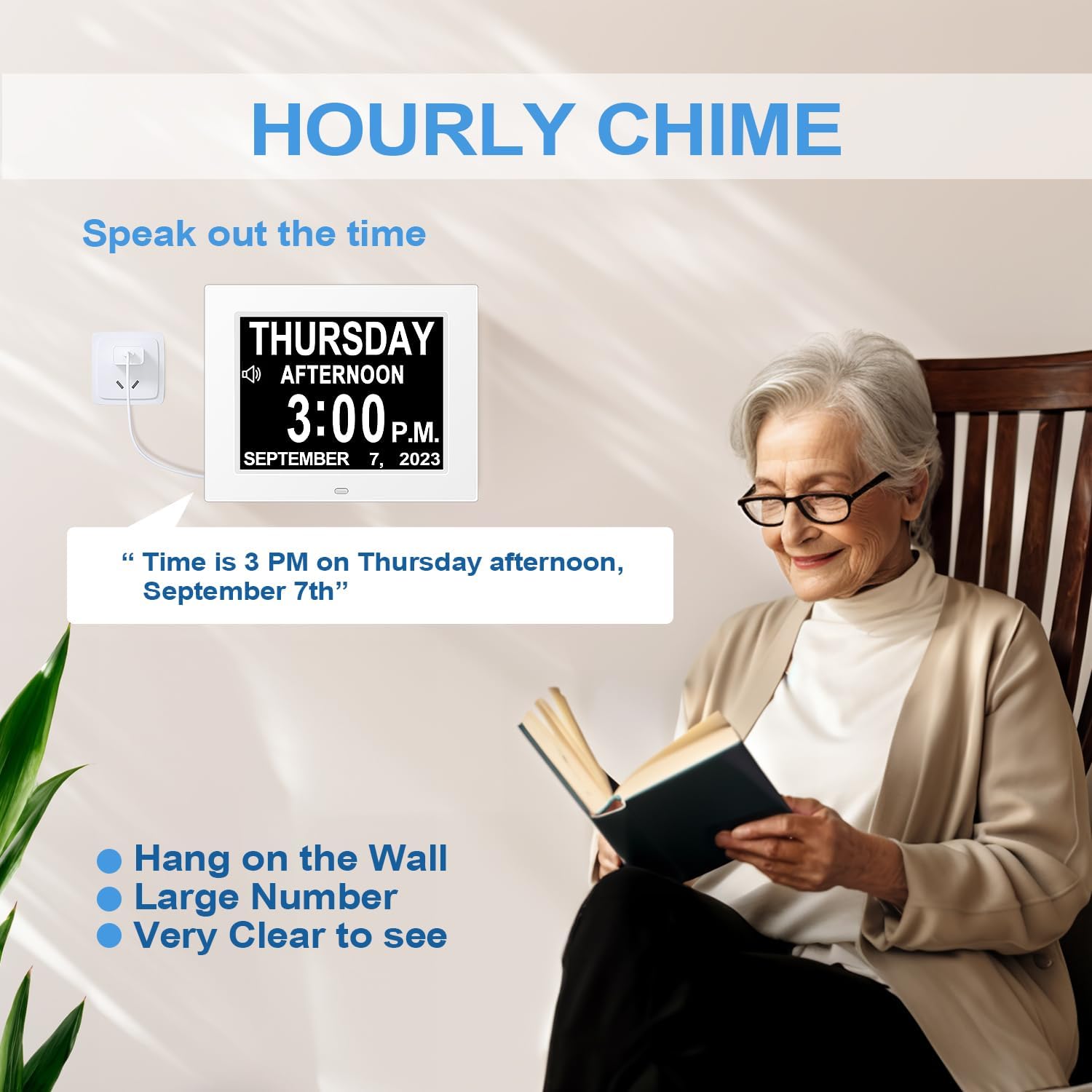 8” Digital Day Clock for Seniors – Large Display Alarm Calendar Clock