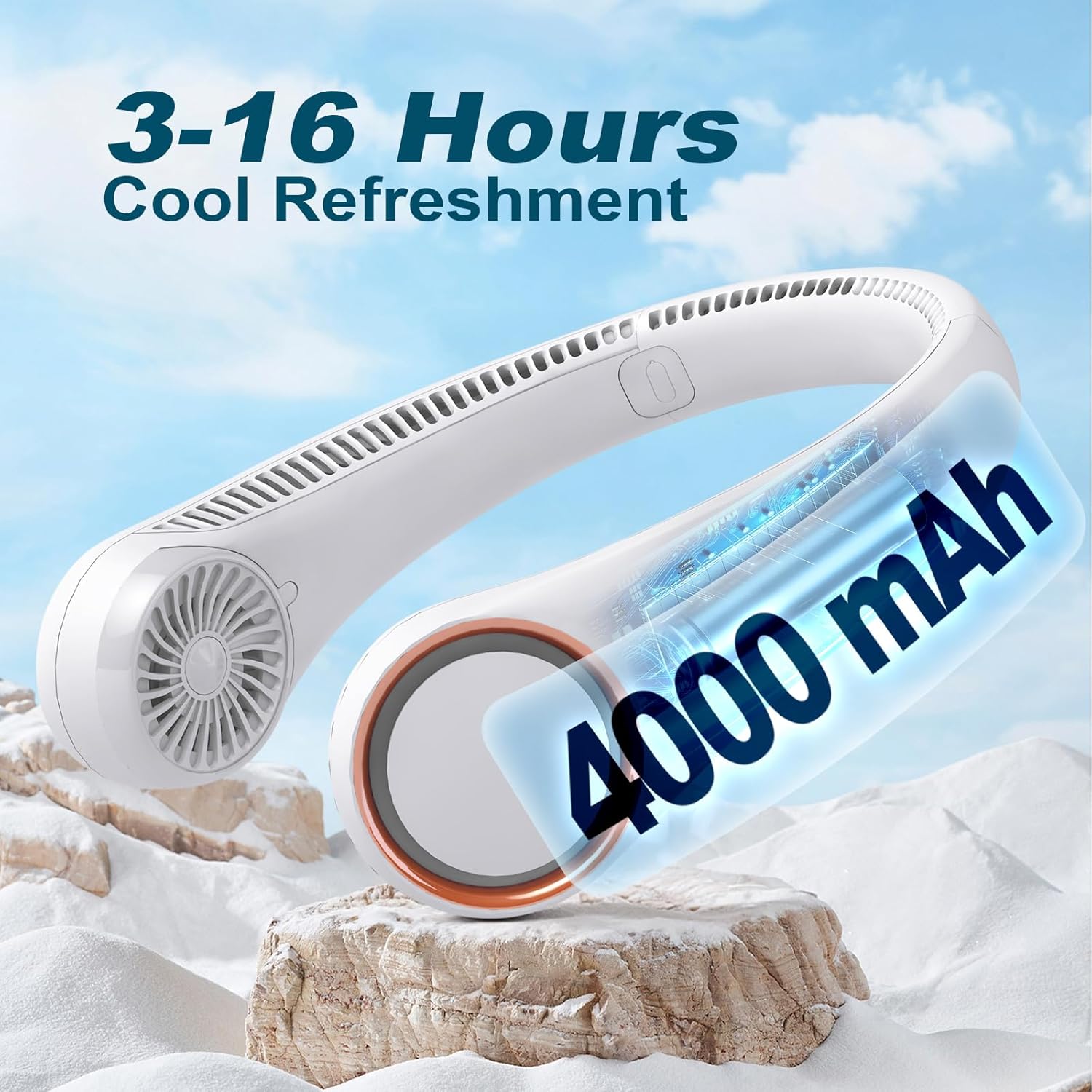 Portable Bladeless Neck Fan – Hands-Free Cooling, Rechargeable, 3 Speeds