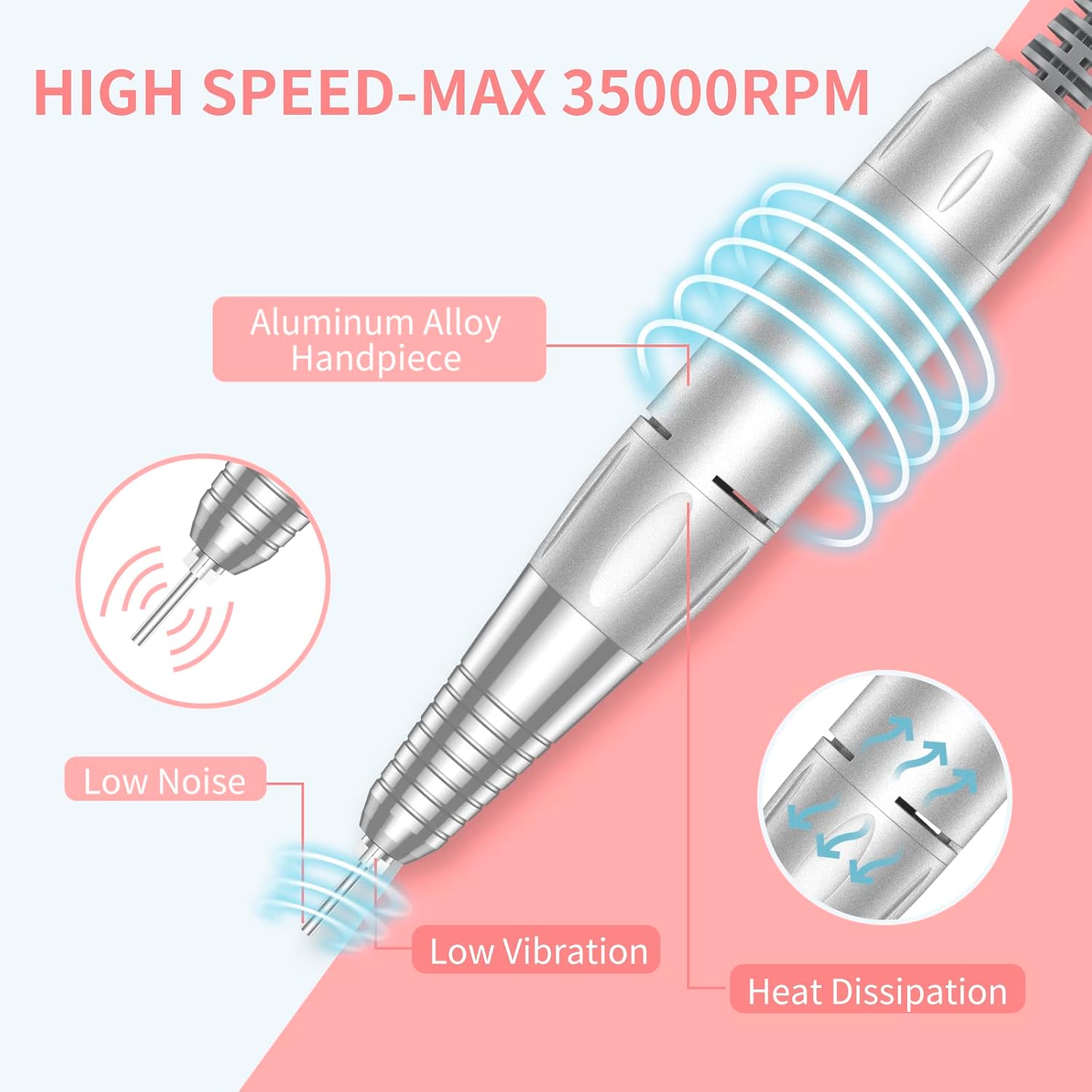 35,000RPM Cordless Nail Drill Kit – Rechargeable & Portable