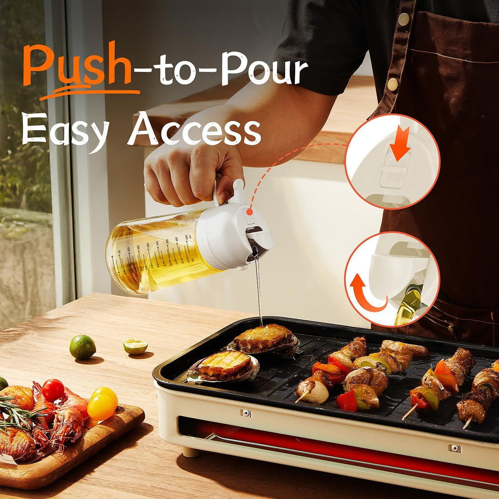 TrendPlain 2-in-1 Glass Olive Oil Sprayer & Dispenser – 470ml BPA