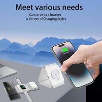 3-in-1 Foldable Magnetic Wireless Charger – Fast Charging Station for iPhone, Apple Watch & AirPods (Tea White)