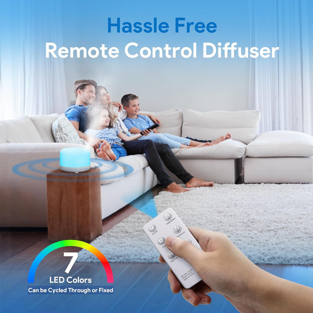 ASAKUKI 500ML Essential Oil Diffuser with Remote & LED Lights