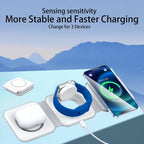 3-in-1 Foldable Magnetic Wireless Charger – Fast Charging Station for iPhone, Apple Watch & AirPods (Tea White)