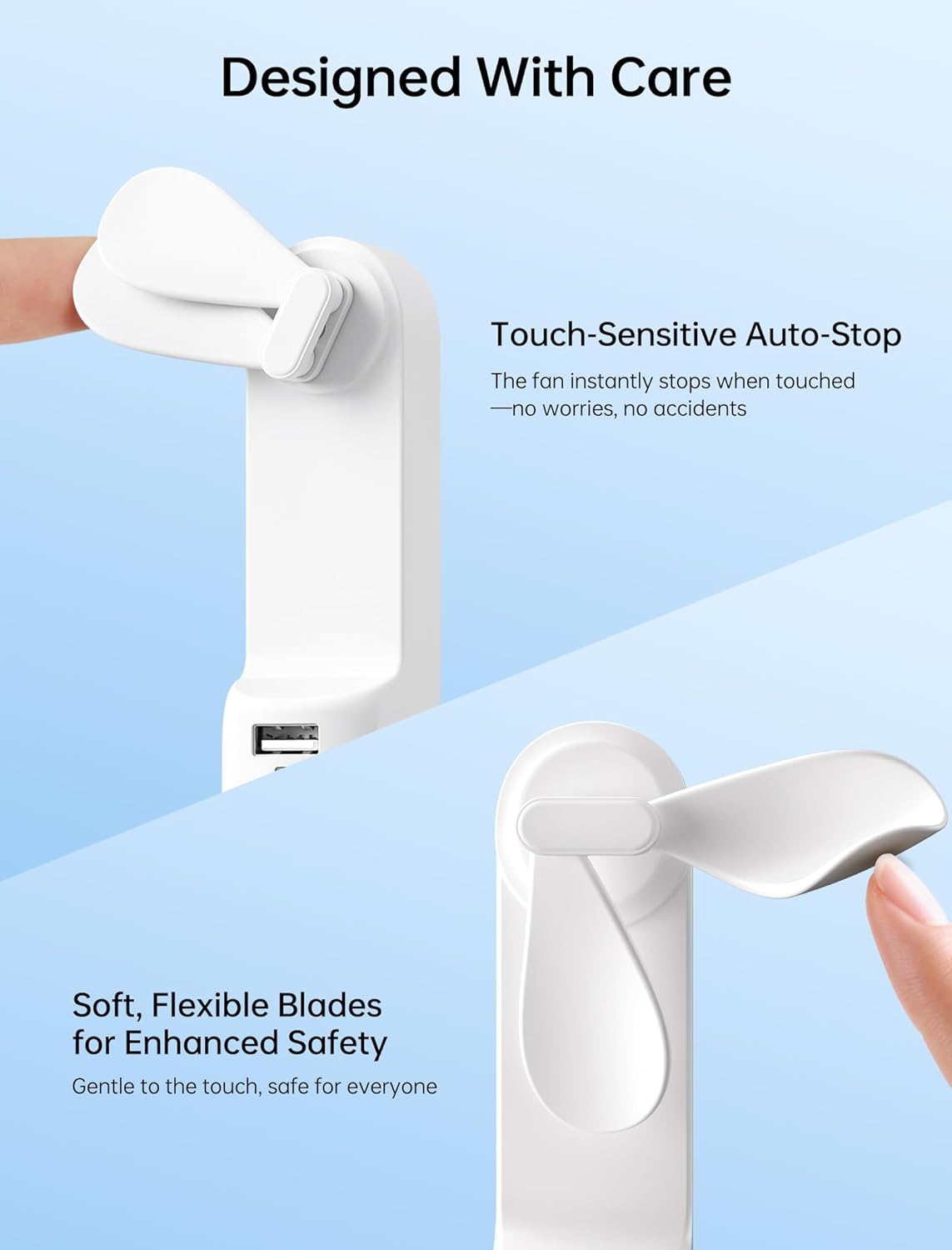 3-in-1 Mini Portable Fan – Rechargeable Fan + Power Bank + Flashlight