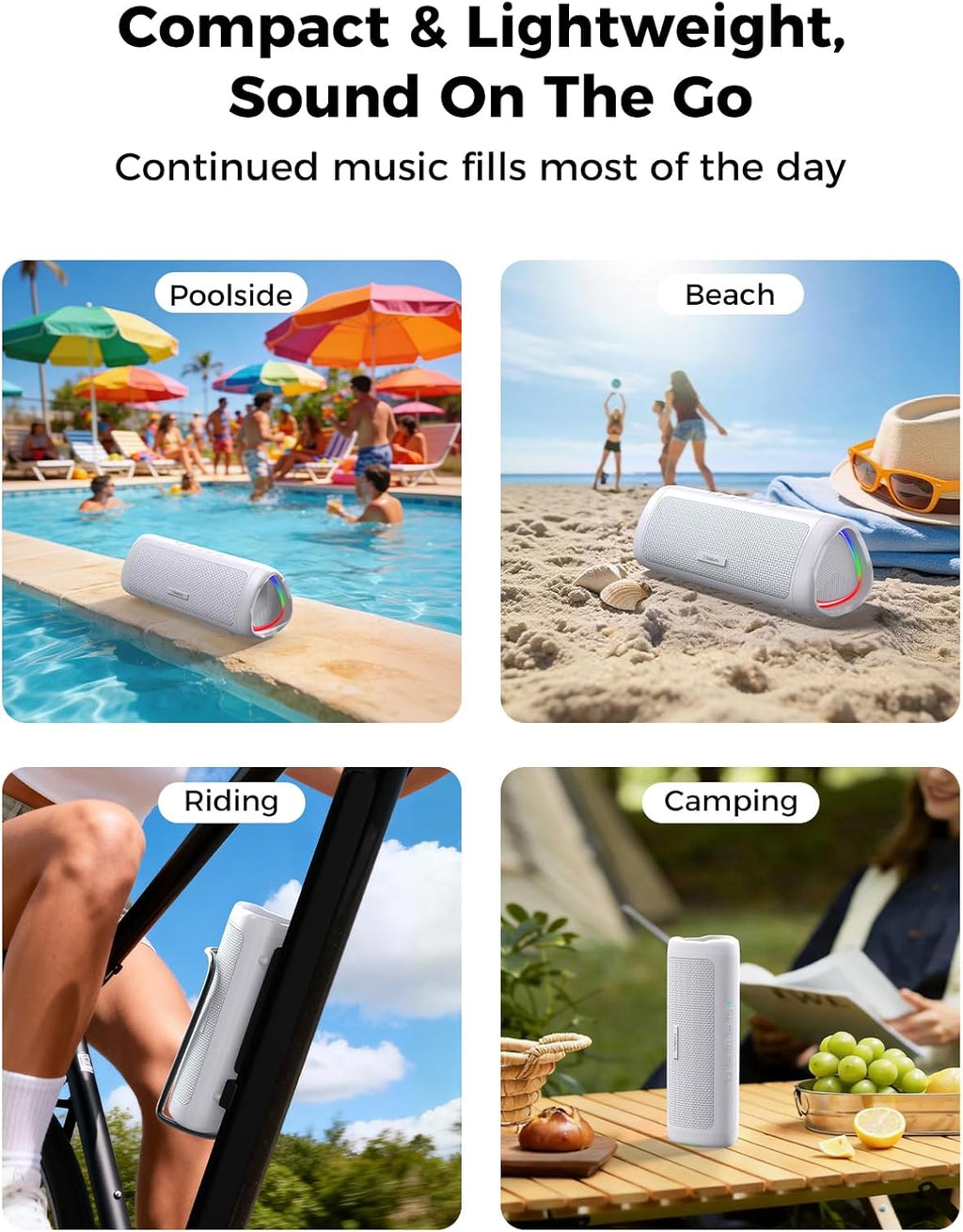 BolaButty Portable Bluetooth Speaker – HD Sound, 20H Playtime, IPX5 Waterproof, RGB Lights (BT 5.3)