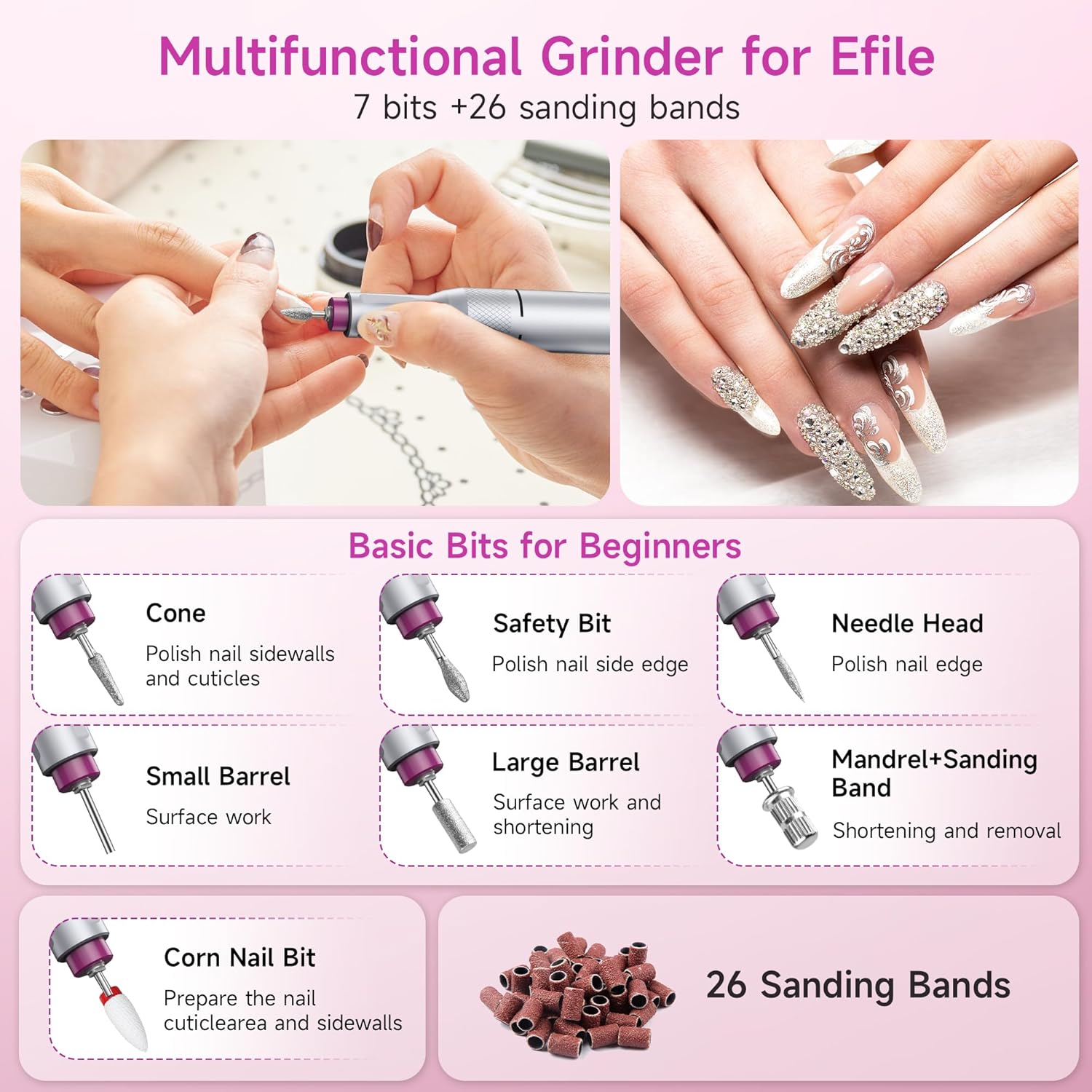 40,000RPM Cordless Electric Nail Drill Kit – Rechargeable & Portable