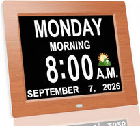 8” Digital Day Clock for Seniors – Large Display Alarm Calendar Clock