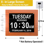 8” Digital Day Clock for Seniors – Large Display Alarm Calendar Clock