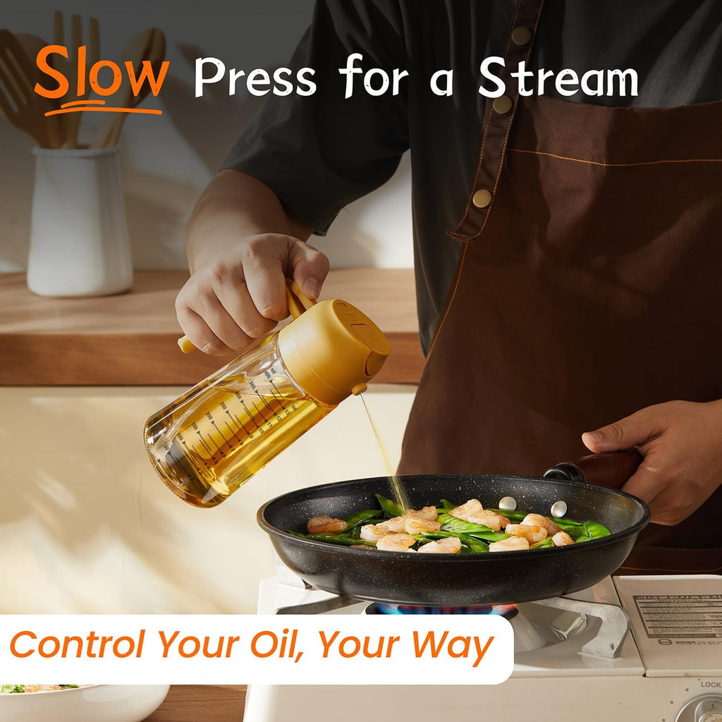 TrendPlain 2-in-1 Glass Olive Oil Sprayer & Dispenser – 470ml BPA