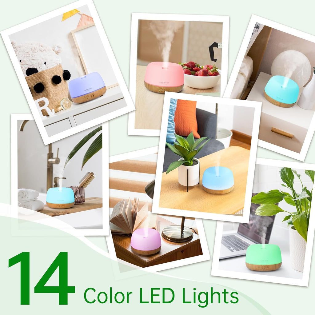 ASAKUKI 500ML Essential Oil Diffuser with Remote & LED Lights