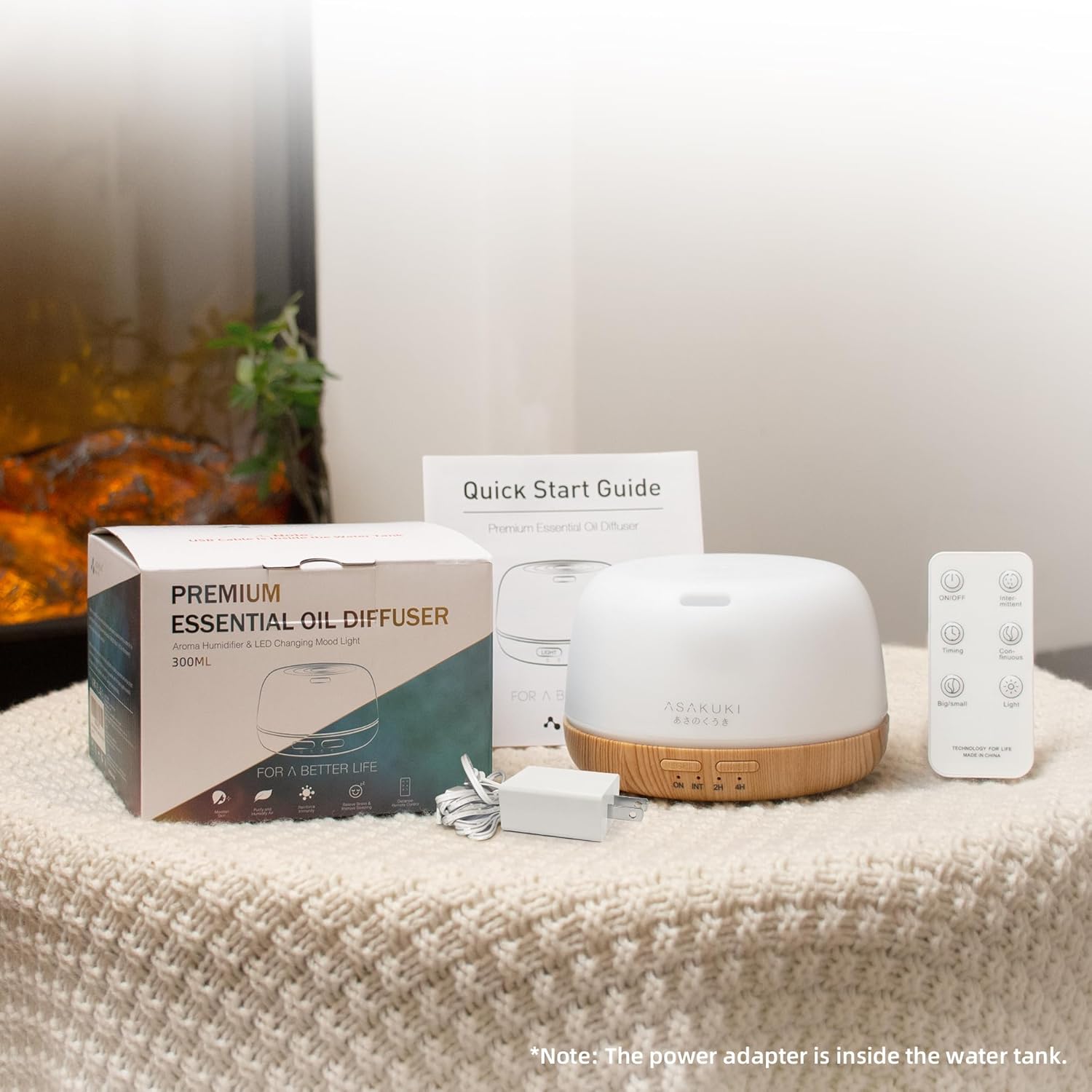 ASAKUKI 500ML Essential Oil Diffuser with Remote & LED Lights
