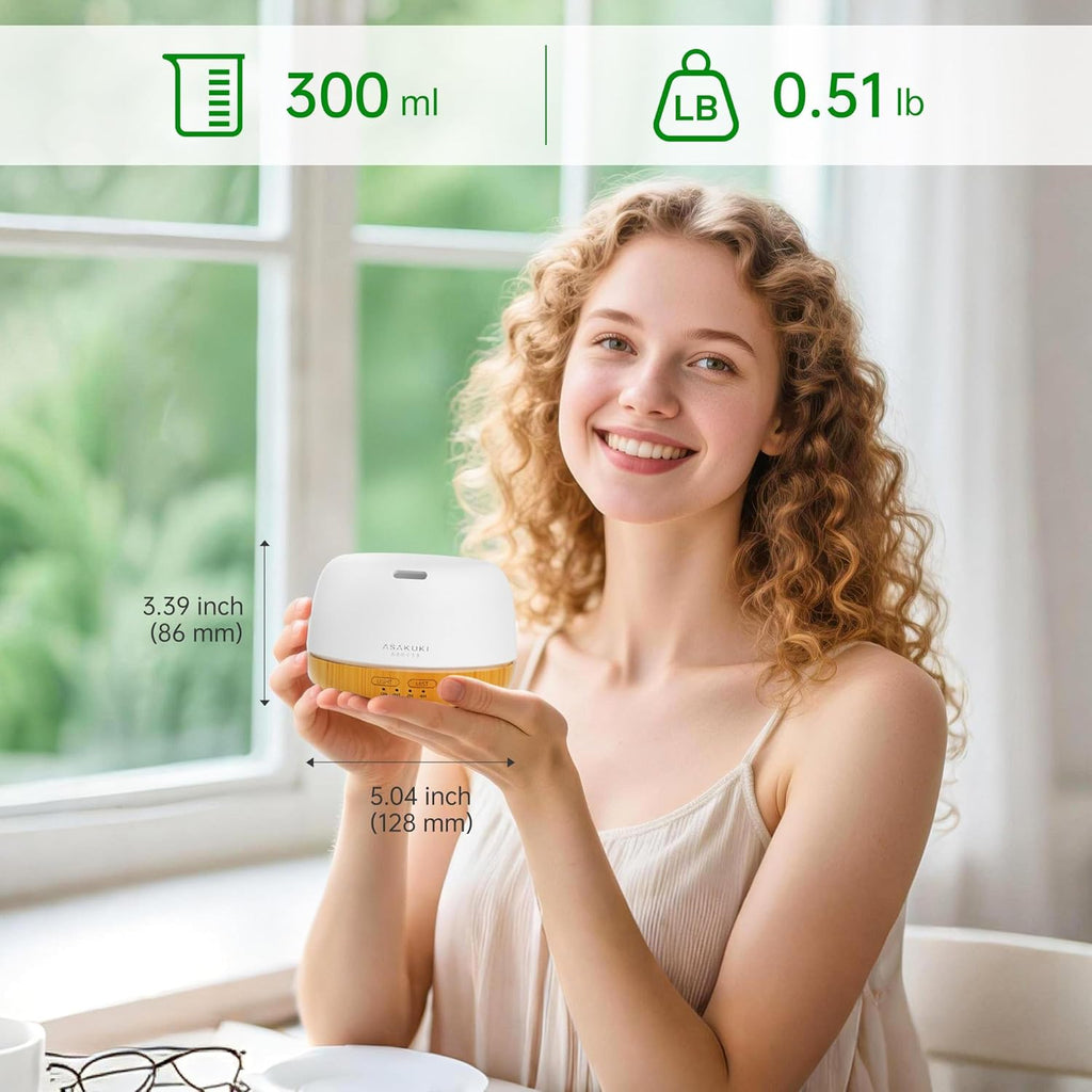 ASAKUKI 500ML Essential Oil Diffuser with Remote & LED Lights