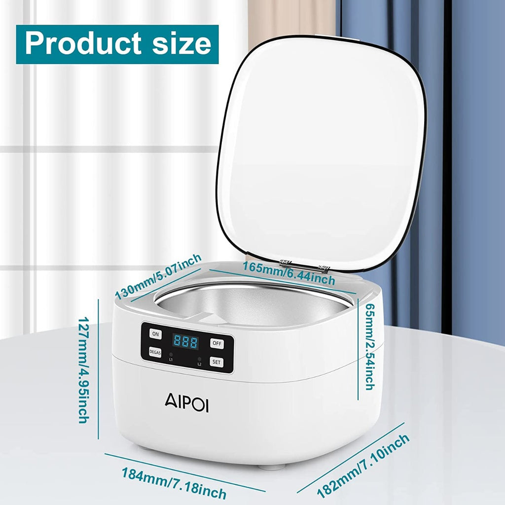 AIPOI Ultrasonic Jewelry Cleaner 750ML with Timer and Degas for Cleaning Jewelry, Ring, Necklace, Silver, Eyeglass, Watch Chains, Denture, Coins