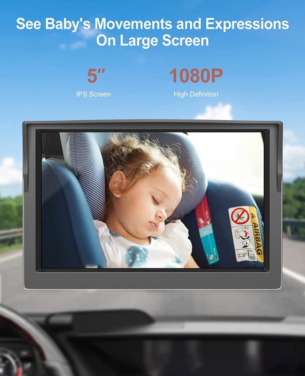 Antook Baby Car Camera 1080P for Car Back Seat with 5 Inch HD Monitor, Clear Night Vision, Newborns Travel Safety Kit