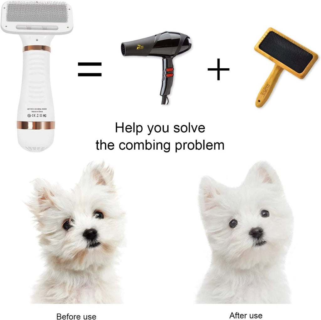 2 in 1 Adjustable Pet Grooming Dryer with Slicker Brush for Small & Large Cat Dog