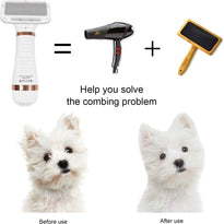 2 in 1 Adjustable Pet Grooming Dryer with Slicker Brush for Small & Large Cat Dog