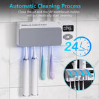 AONCO Multifunctional Bathroom Wall Mounted Toothbrush Holder with Bluetooth Music Player, 4000mAh USB Charging, Shower Clock Timer, Electric Toothbrushes Organizer