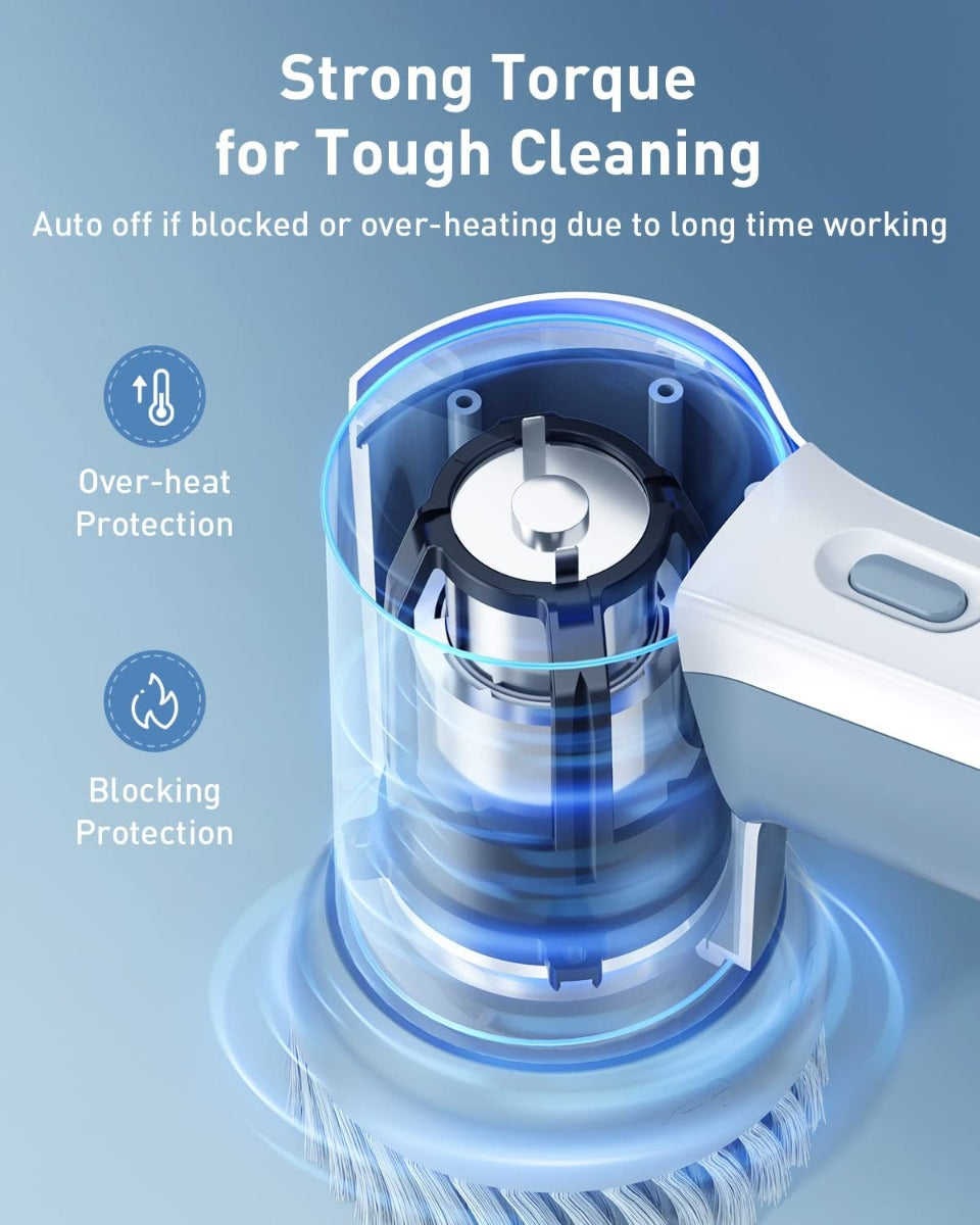 Arspic Electric Spin Scrubber with 2 Rotating Speeds and 4 Replaceable Brush Heads for Bathroom, Shower, Tub, Kitchen Stove, Tile Grout, LED Display