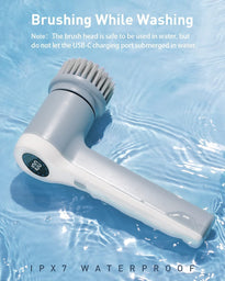 Arspic Electric Spin Scrubber with 2 Rotating Speeds and 4 Replaceable Brush Heads for Bathroom, Shower, Tub, Kitchen Stove, Tile Grout, LED Display