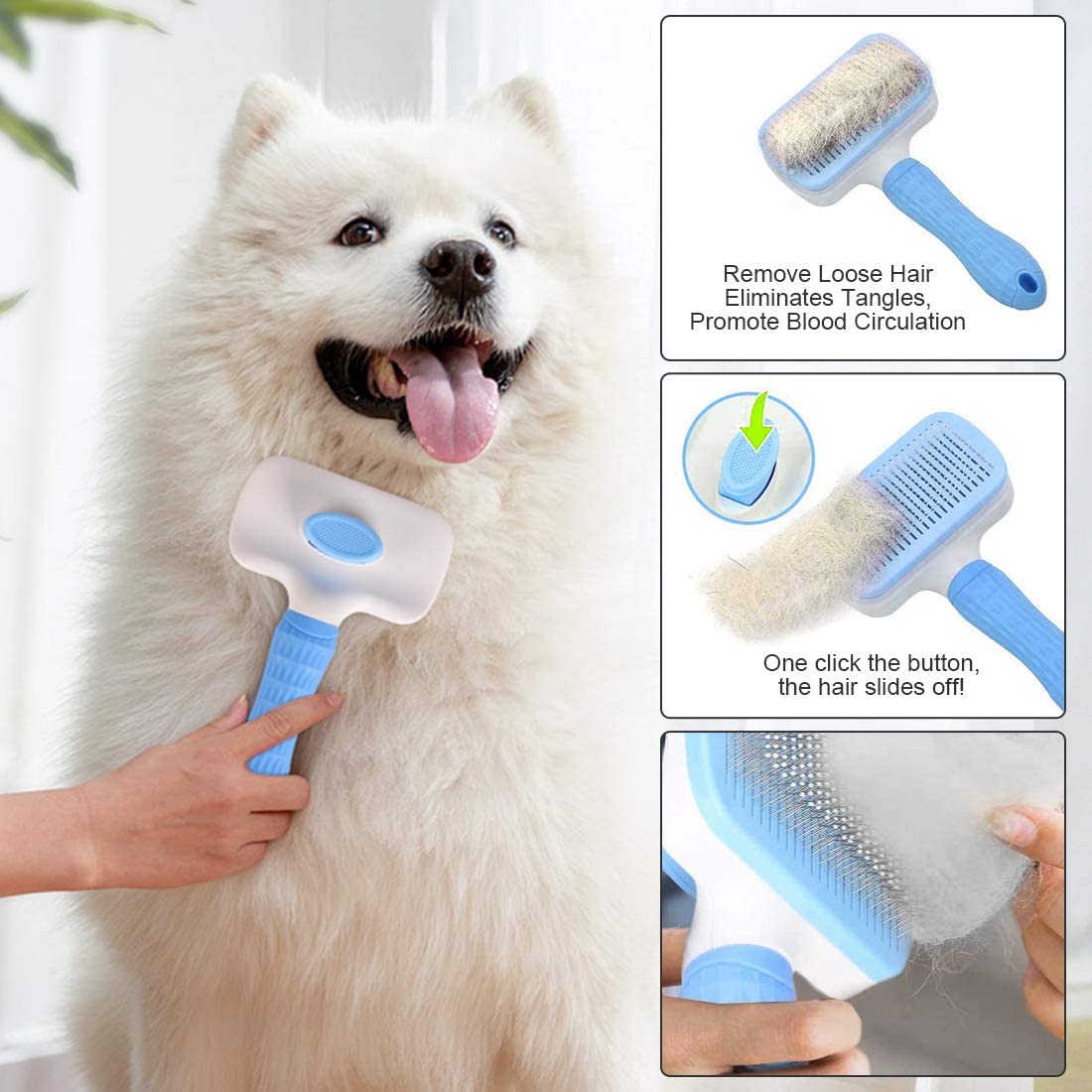 Atlamia Self Cleaning Grooming Slicker Brush for Cats and Dogs
