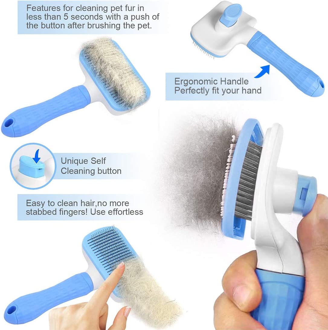 Atlamia Self Cleaning Grooming Slicker Brush for Cats and Dogs