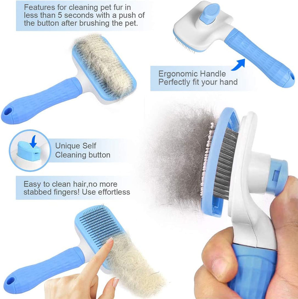 Atlamia Self Cleaning Grooming Slicker Brush for Cats and Dogs