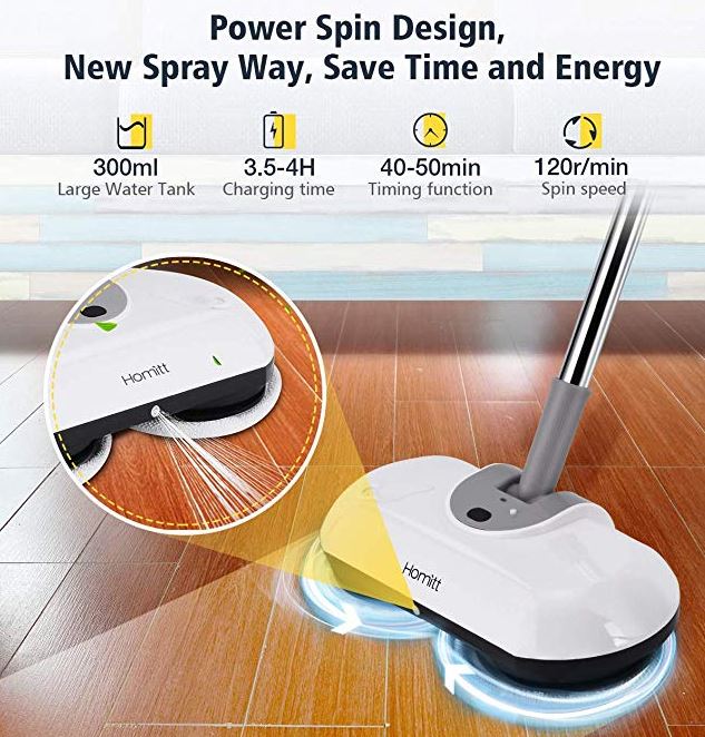 Homitt Cordless Power Spray Floor Mop