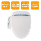 Smart Toilet Seat in Elongated White with Stainless Steel Self-Cleaning Nozzle