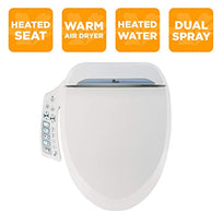 Smart Toilet Seat in Elongated White with Stainless Steel Self-Cleaning Nozzle