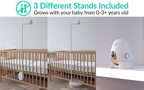 Cubo Ai Baby Monitor with 1080p HD Night Vision Camera, 2-Way Audio, Night Light Plus Safety Alerts for Covered Face, Danger Zone, Crying & Temperature Detection (3 Stands Included)