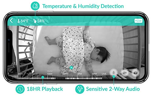 Cubo Ai Baby Monitor with 1080p HD Night Vision Camera, 2-Way Audio, Night Light Plus Safety Alerts for Covered Face, Danger Zone, Crying & Temperature Detection (3 Stands Included)