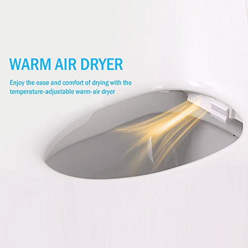 ELMWAY EB-645R Electric Bidet Seat Smart Toilet Seat Elongated White Self Cleaning Nozzle Remote Control Posterior Feminine Child Vortex Wash Adjustable Warm Water and Seat