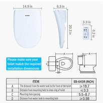 ELMWAY EB-645R Electric Bidet Seat Smart Toilet Seat Elongated White Self Cleaning Nozzle Remote Control Posterior Feminine Child Vortex Wash Adjustable Warm Water and Seat
