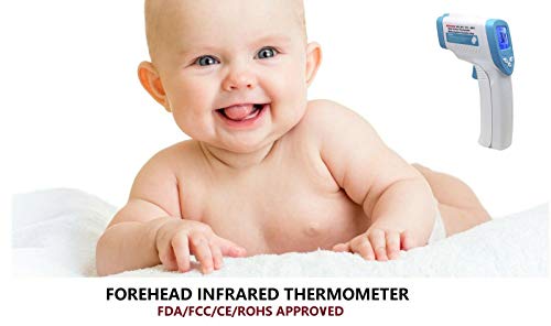 Nubee Body Medical Infrared Thermometer Non-contact IR Thermometer Forehead Thermometer with 3 Function - Fever Alarm, Over Range Display and 32 Group Data Memory FDA, CE Medical Approved (Blue White)