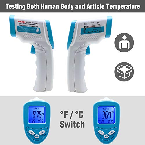 Nubee Body Medical Infrared Thermometer Non-contact IR Thermometer Forehead Thermometer with 3 Function - Fever Alarm, Over Range Display and 32 Group Data Memory FDA, CE Medical Approved (Blue White)