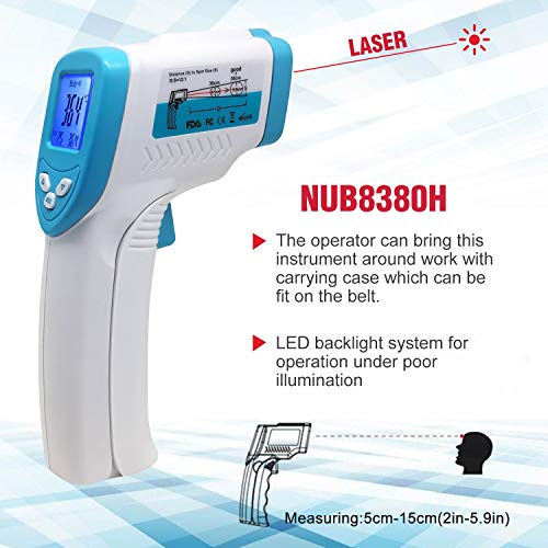 Nubee Body Medical Infrared Thermometer Non-contact IR Thermometer Forehead Thermometer with 3 Function - Fever Alarm, Over Range Display and 32 Group Data Memory FDA, CE Medical Approved (Blue White)