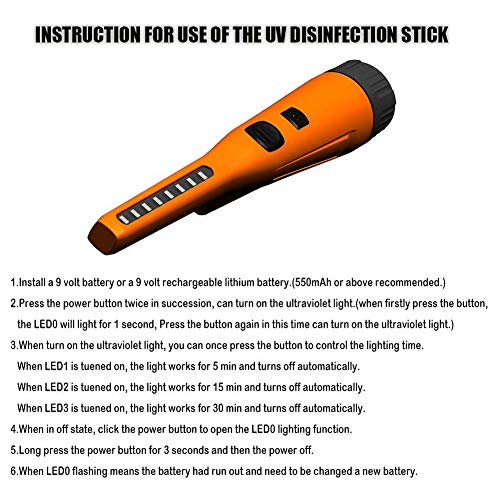 UV Sterilizer Stick, Portable UV Light Sanitizer, Disinfection Light Lamp, Handheld Mobile UV Disinfection Stick for House Hotel Wardrobe Toilet Car