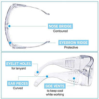 2Pcs Protective Goggles - Safety Goggles For Chemical, Lab, And Workplace Safety, High Impact Resistance - Crystal Clear - Heavy Duty Industrial Strength Safety Goggles Over Glasses