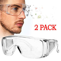 2Pcs Protective Goggles - Safety Goggles For Chemical, Lab, And Workplace Safety, High Impact Resistance - Crystal Clear - Heavy Duty Industrial Strength Safety Goggles Over Glasses