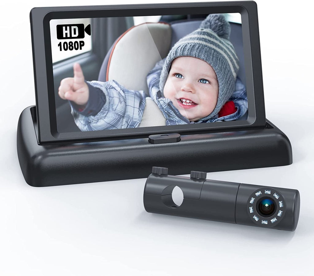 BABYMUST 1080P 360° Fixable Baby Car Camera with Night Vision Function, 4.4”HD Wide View Car Seat Mirror to Observe Baby's Every Movement