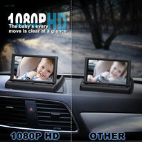 BABYMUST 1080P 360° Fixable Baby Car Camera with Night Vision Function, 4.4”HD Wide View Car Seat Mirror to Observe Baby's Every Movement