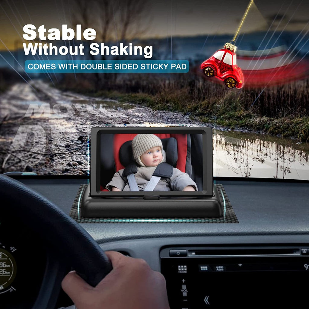 BABYMUST 1080P 360° Fixable Baby Car Camera with Night Vision Function, 4.4”HD Wide View Car Seat Mirror to Observe Baby's Every Movement