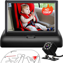 BAOHZ Baby 1080P Safety Car Seat Mirror Camera 4.3'' HD Night Vision to Observe The Baby's Move