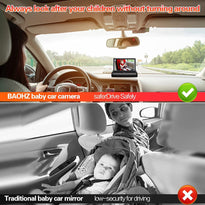 BAOHZ Baby 1080P Safety Car Seat Mirror Camera 4.3'' HD Night Vision to Observe The Baby's Move