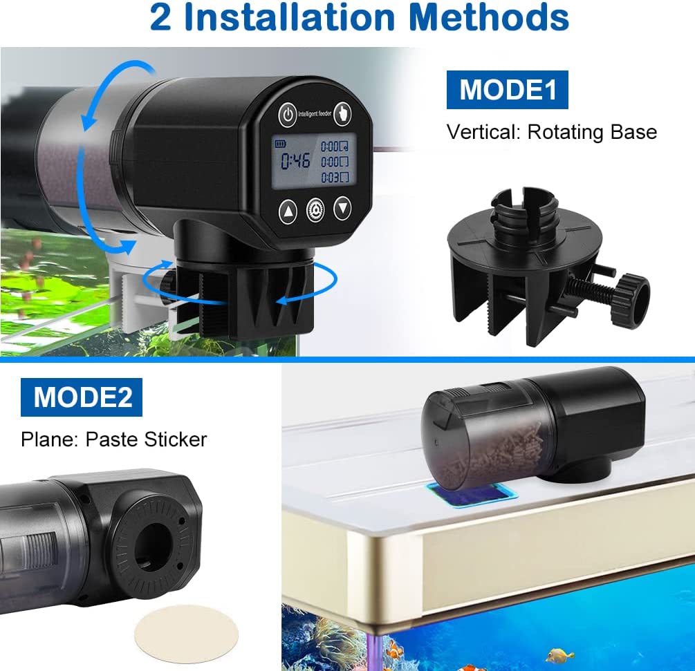 Barkmew Moisture-Proof Electric Automatic Fish Feeder for Aquarium or Fish Tank with Fish Food Dispenser 200ML